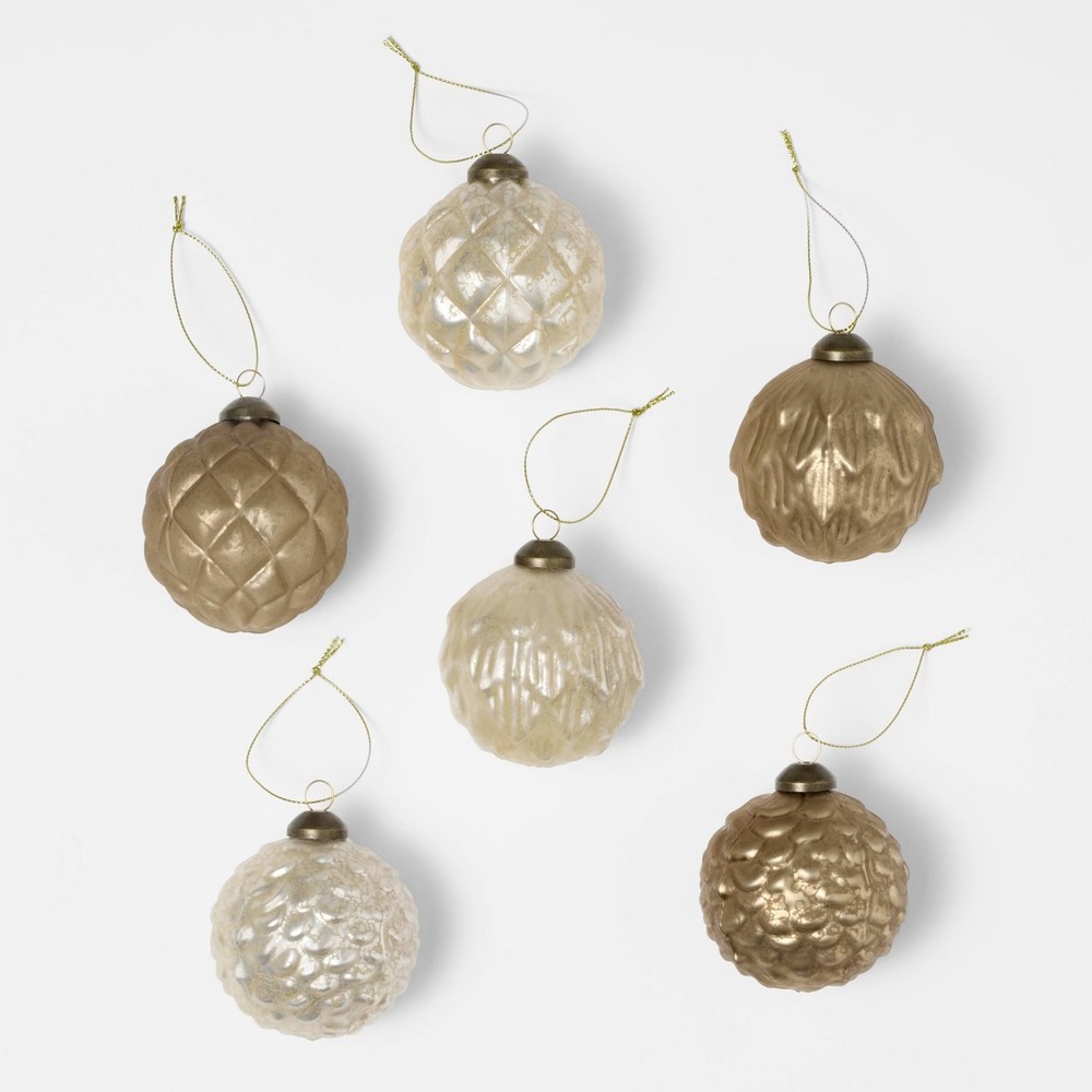 Set of 6 Mercury Glass Christmas Ornaments – Threshold Studio McGee, Target 2025